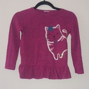 Girls' Pink Cat Long Sleeve Top